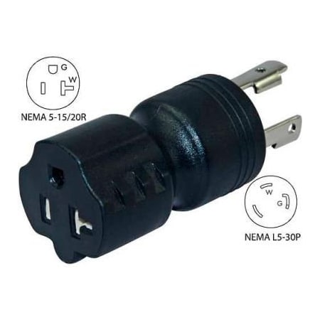 Conntek Plug Adapter, Locking, 5-15/20R, L5-30P, Black 30126-BK